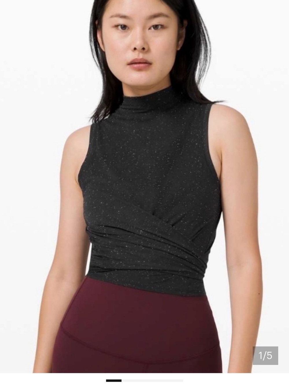 Lululemon Sleeveless High-Neck Black Sparkle Wrap Tank Top